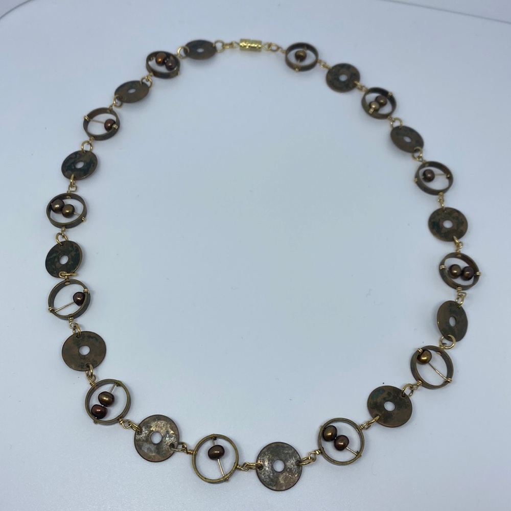 Antiqued brass and Patinated copper Necklace ✨